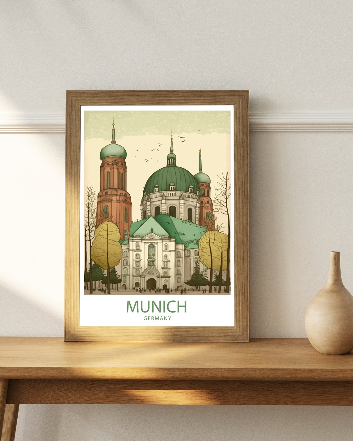 Munich Germany Grand Domed Cathedral Autumn City Travel Poster - Image 3