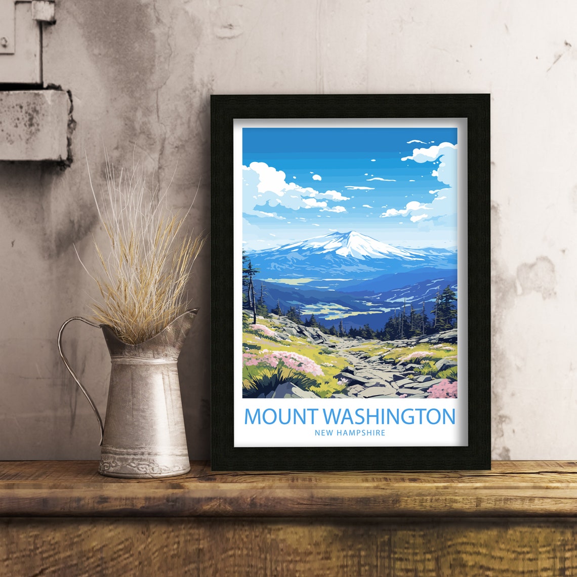 Mount Washington New Hampshire Snowy Peak Alpine Travel Poster - Image 2