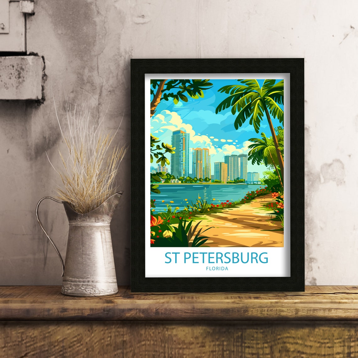 St Petersburg Florida Travel Print St Petersburg Wall Decor Usa St Petersburg Art St Petersburg Wall Art Usa Poster Gift St Petersburg Art