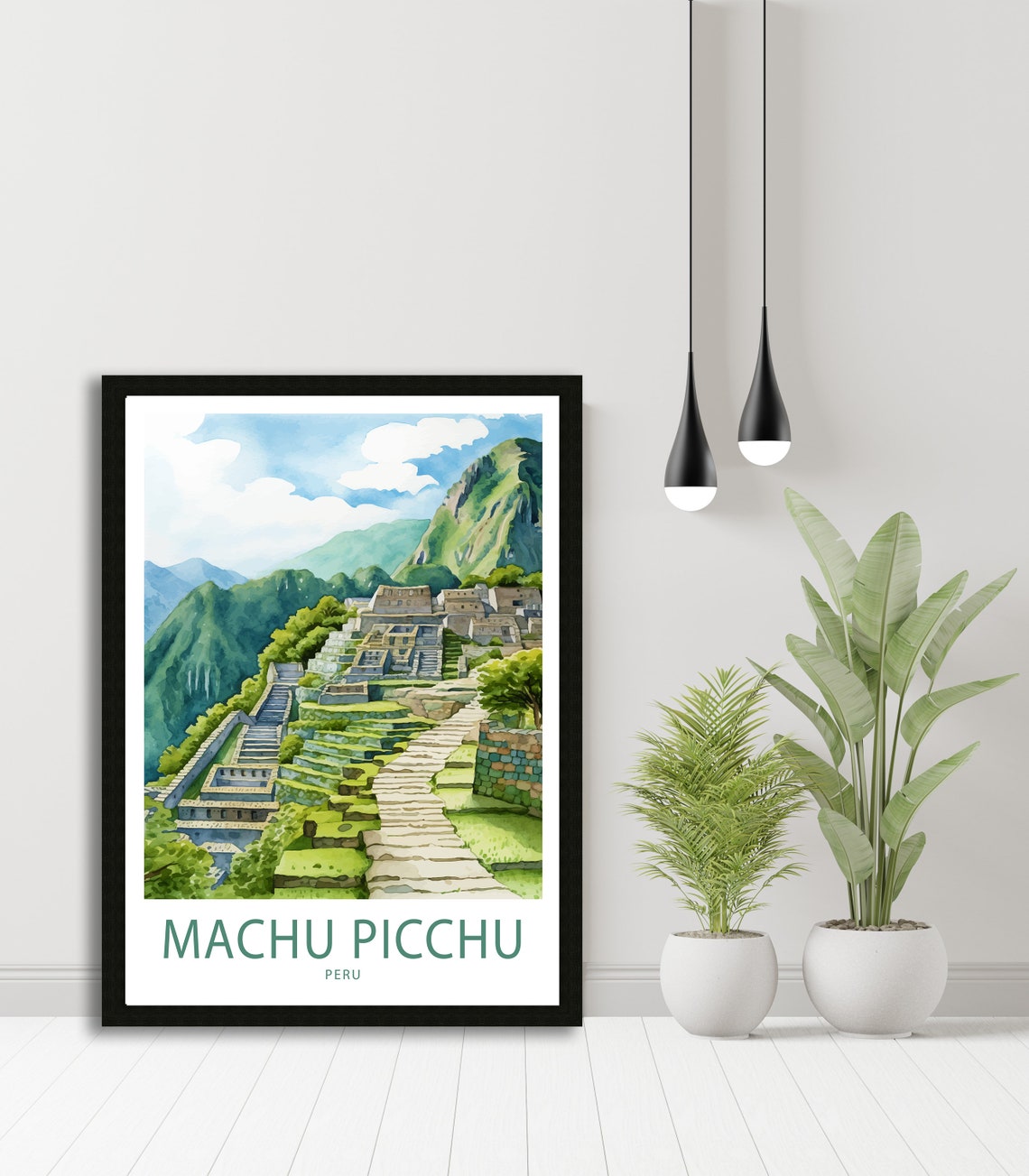 Machu Picchu Peru Stone Terraces Watercolor Illustrated Travel Poster - Image 5