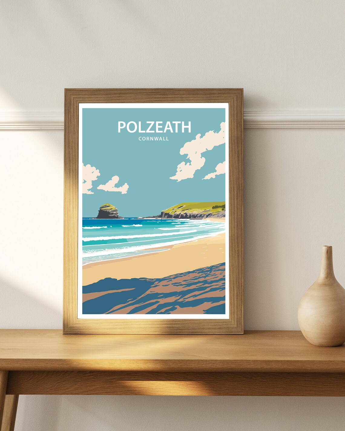 Polzeath Cornwall Travel Poster, Home Decor Print - Image 3