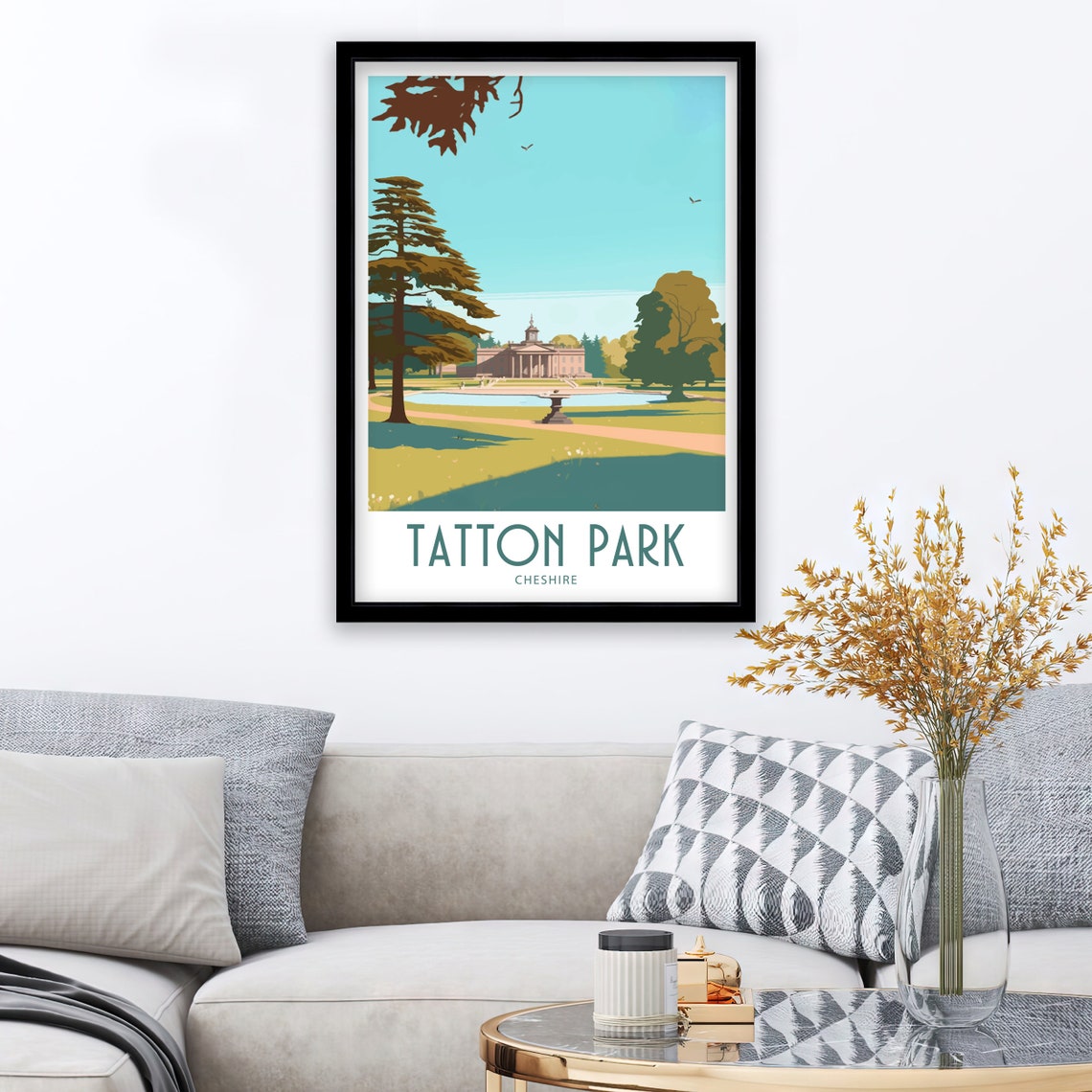 Tatton Park Cheshire Hall Gardens Lake Vintage Estate Art Poster - Image 3