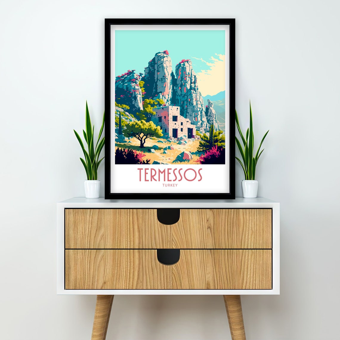 Termessos Turkey Rocky Peak Ruins Cliffs Vintage Travel Poster - Image 2