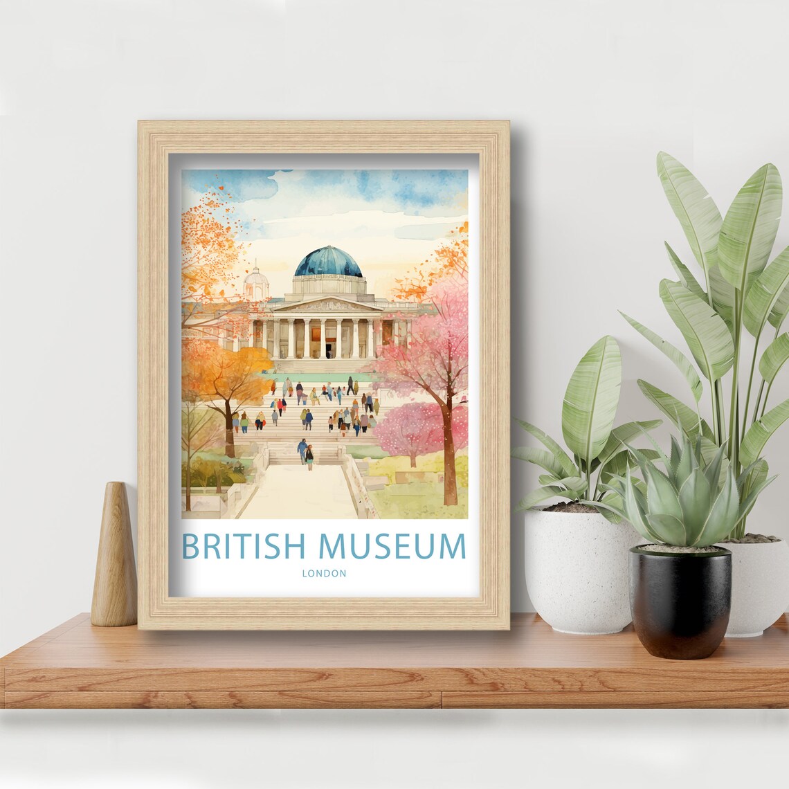 British Museum London Autumn Watercolor Illustrated Travel Poster - Image 5
