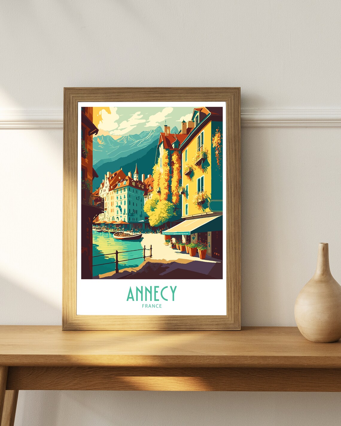 Annecy France Old Town Canal Alpine Peaks Cafe Terrace Art Poster - Image 4