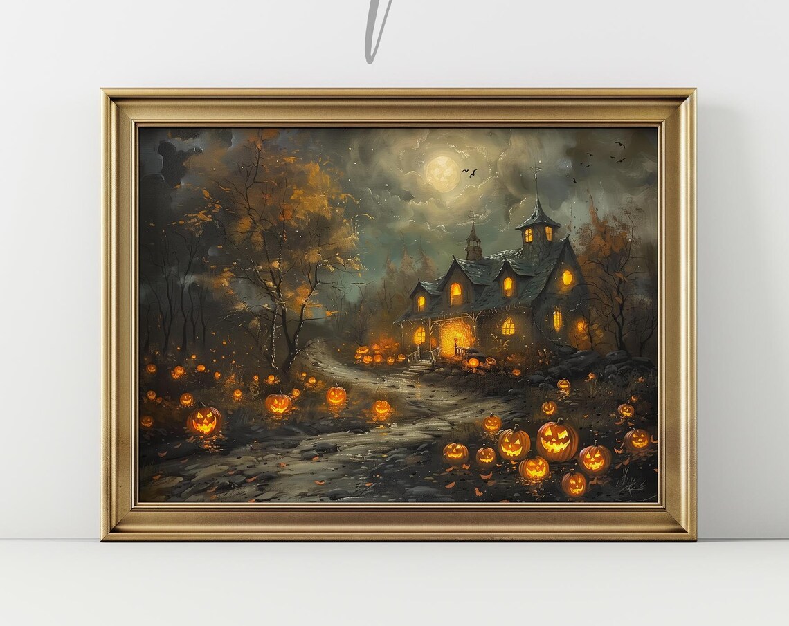 Haunted House Dark Moody Halloween Wall Art Print