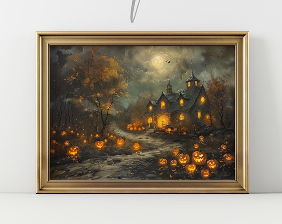 Haunted House Dark Moody Halloween Wall Art Print