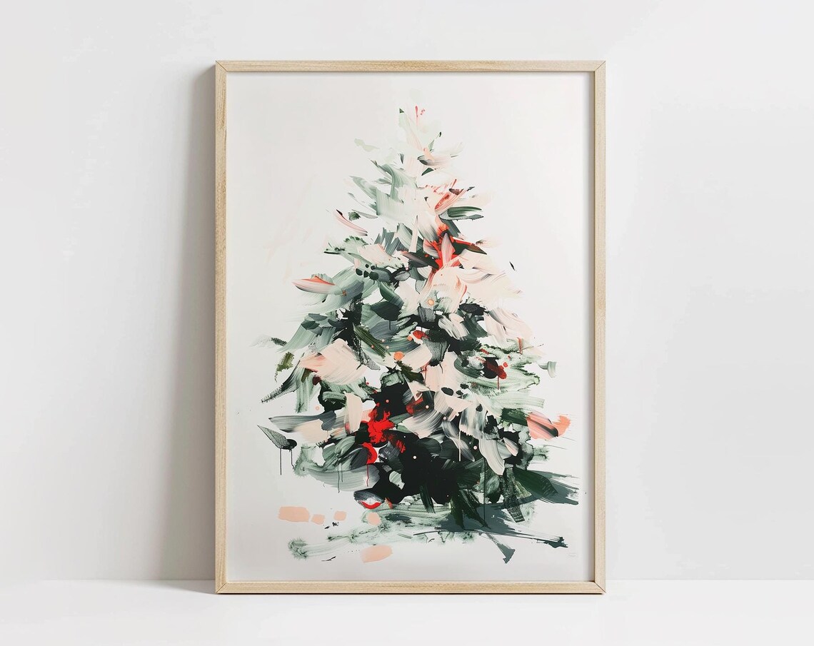 Modern Abstract Christmas Tree Holiday Wall Art Print