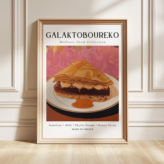 Galaktoboureko Art Print Greek Dessert Poster Mediterranean Kitchen Decor Foodie Gift