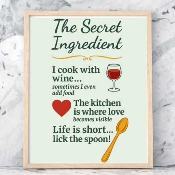 Kitchen Wall Art Wine Quote, Funny Cooking Decor
