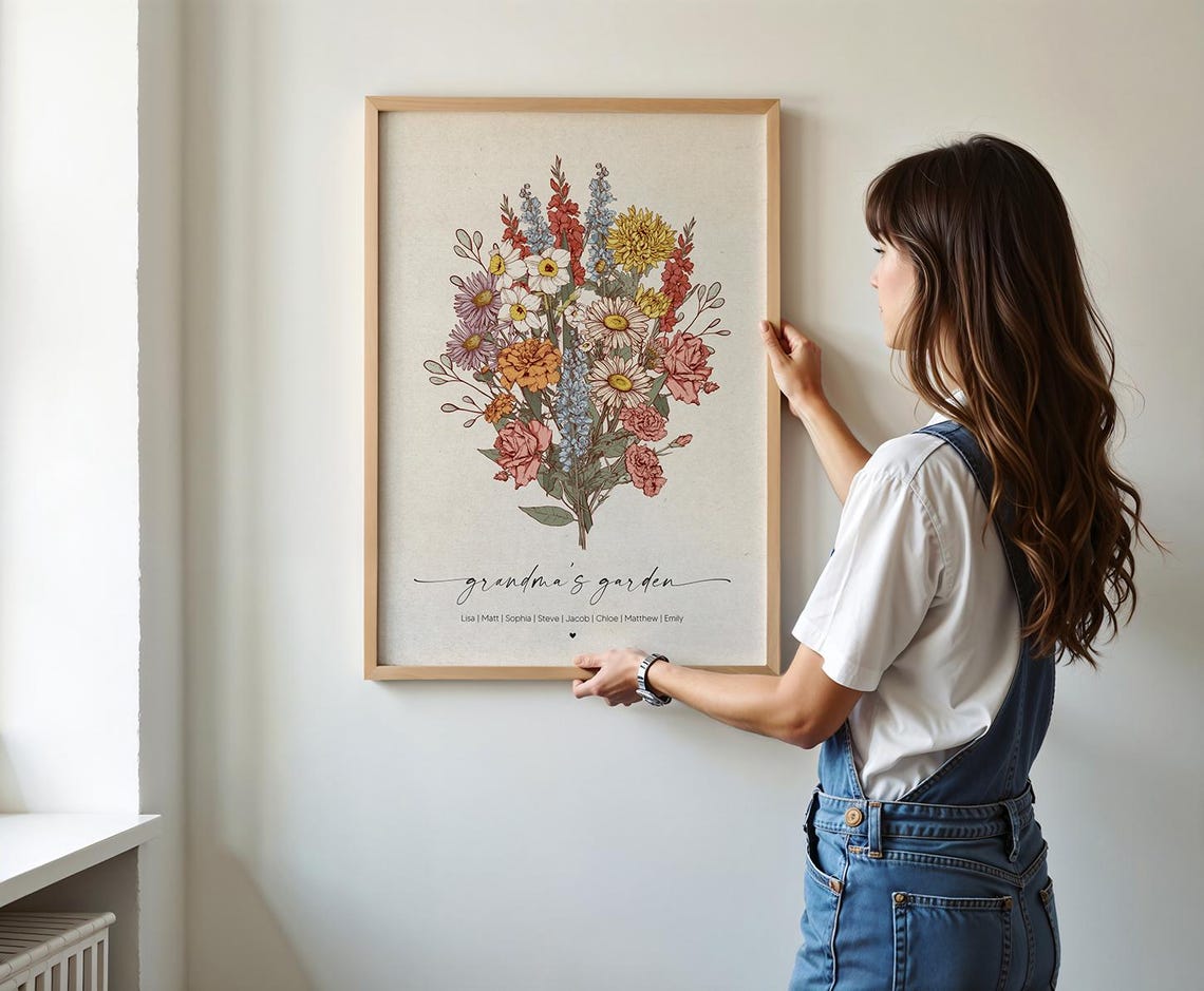 Birth Flowers Family Bouquet Art Print, Personalized - Image 7