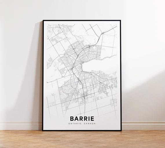 Barrie City Map Print Street Poster Ontario Decor Road Wall Art Office Room