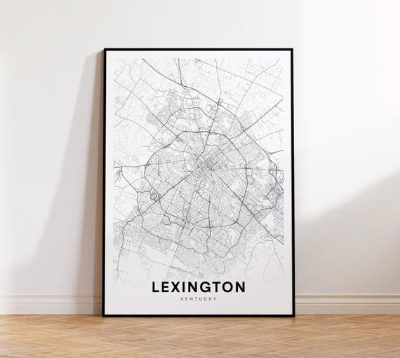Lexington City Map Poster Ky Street Kentucky Print Road Wall Art Living Room Decor