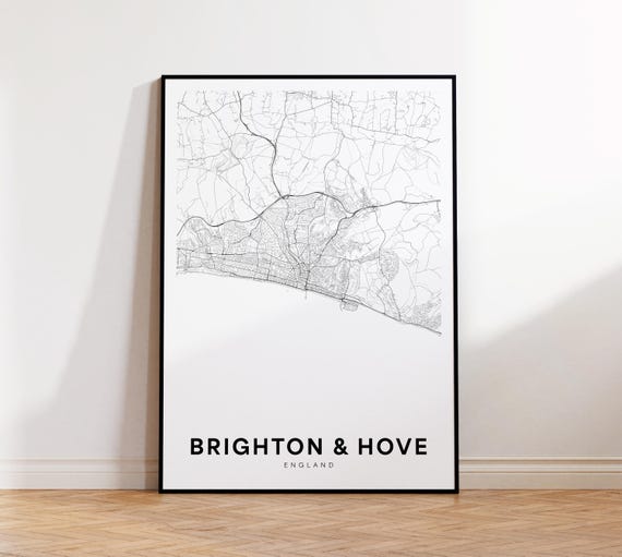 Hove City Map And Print Uk Minimalist Poster Decor Instant