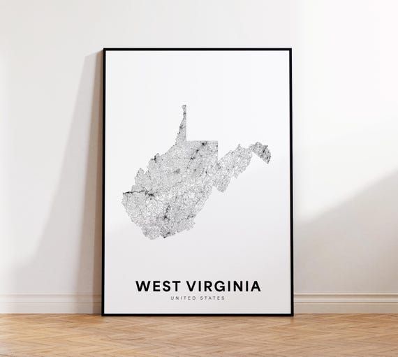 West Virginia Map Print State Minimalist Wv Usa Art Gift Wall