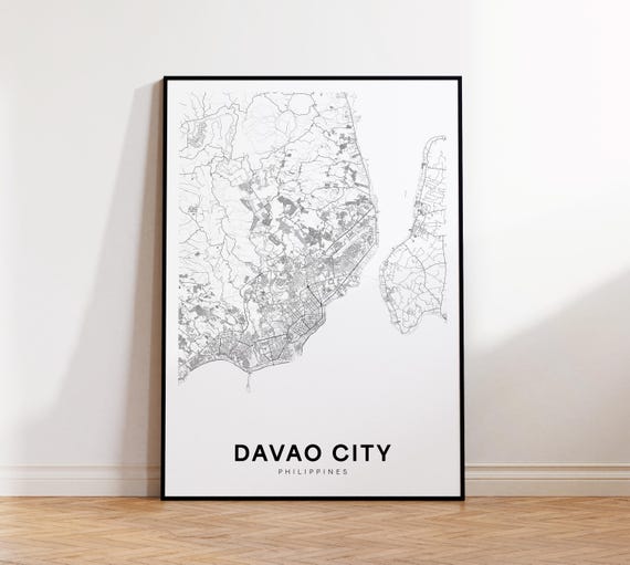 Davao City Map Print Poster Philippines Art Street Road Home Office Decor Wall