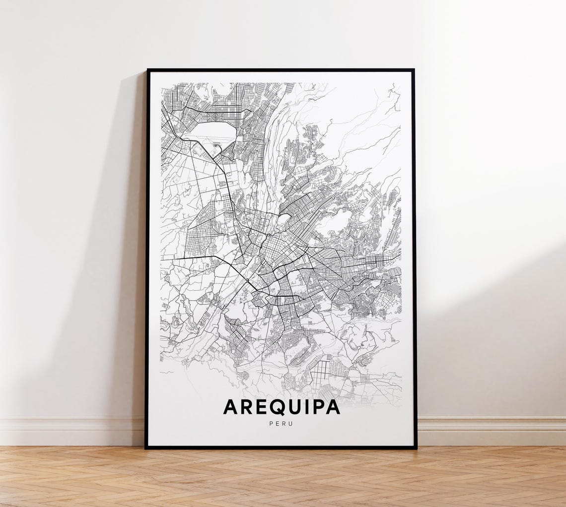 Arequipa City Map Print Poster Peru Art Street Road Home Office Decor Wall
