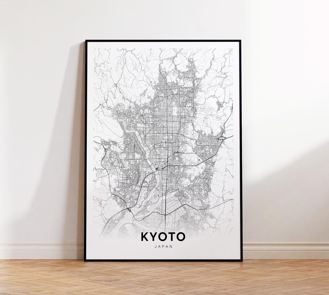 Kyoto City Map Print Poster Japan Art Minimalist Instant