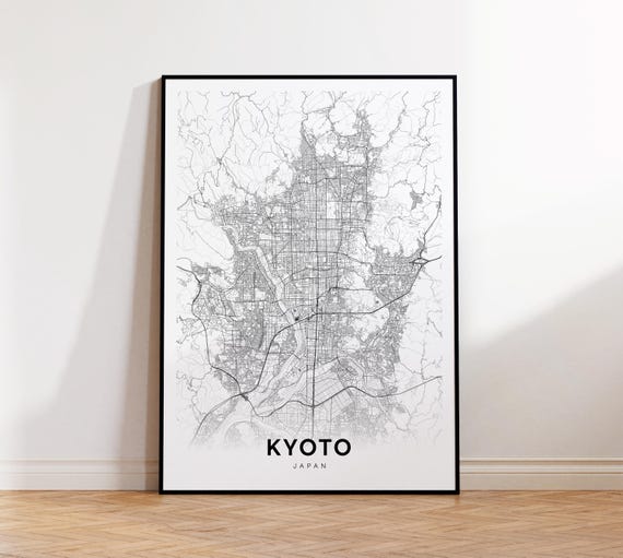 Kyoto City Map Print Poster Japan Art Minimalist Instant