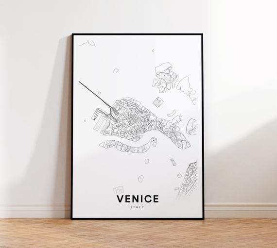 Venice City Map Street Italy Modern Print Decor Wall Art Instant
