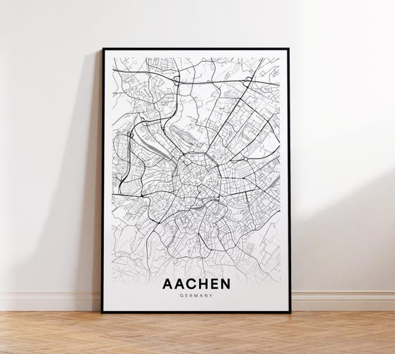 Aachen City Map Wall Art Minimalist Poster Deutschland Travel Decor Modern Gift For Her