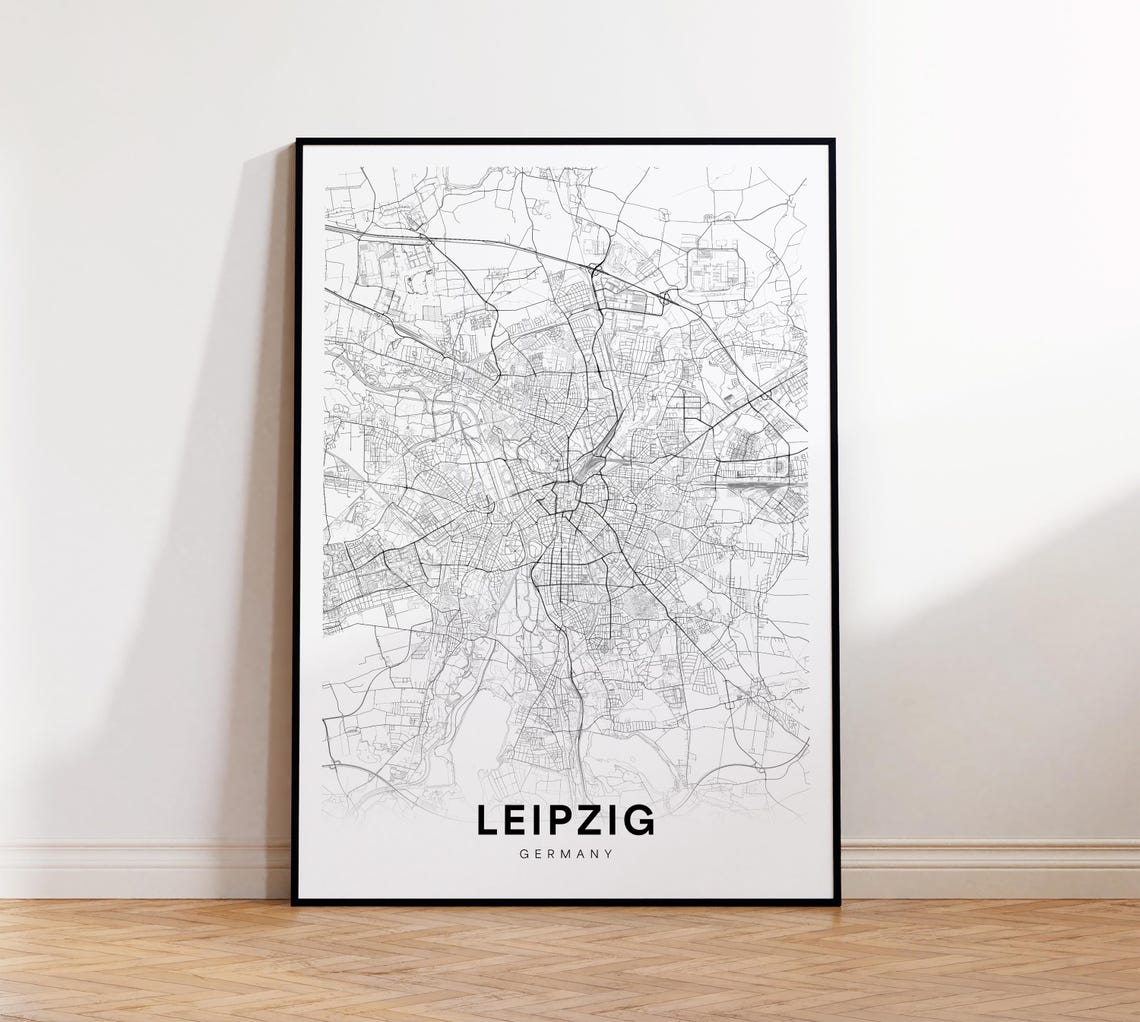 Leipzig City Map Wall Art Minimalist Poster Travel Decor Modern Unique Gift