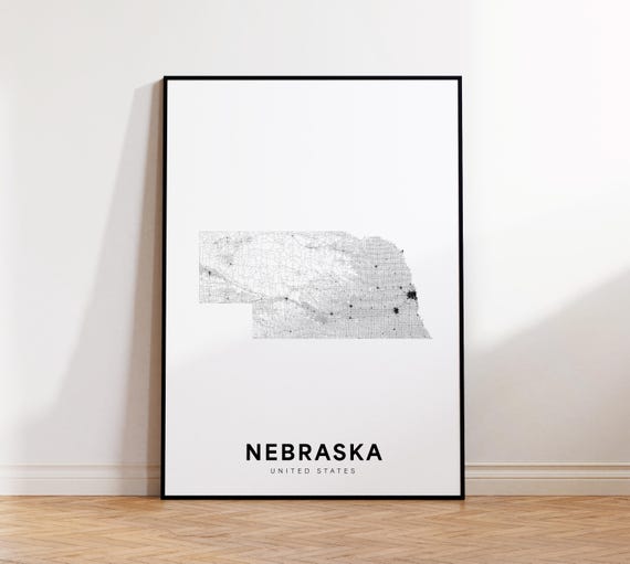 Nebraska Map Print State Minimalist Ne Usa Art Gift Wall Home Decor