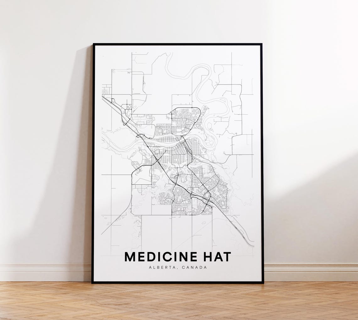 Medicine Hat Alberta Canada Minimalist City Street Map Poster