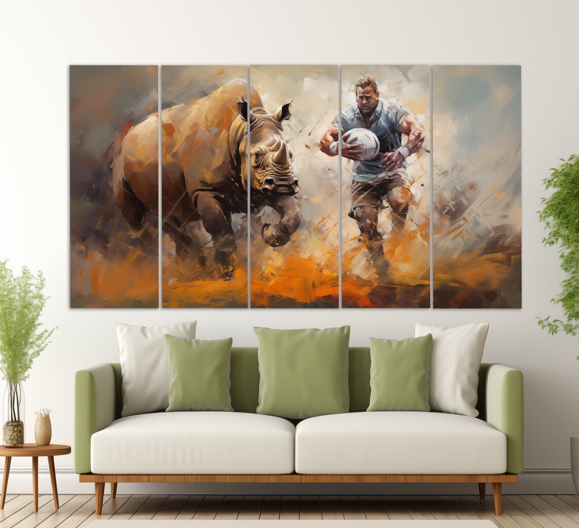 Abstract Rugby Print In A Vintage Oil Painting Style Rugby Wall Art Rugby Painting Rugby Poster Rugby Fan Gift - Image 5