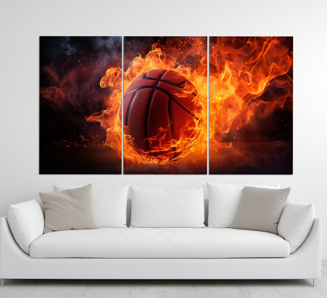 Abstract Basketball Print Basketball Wall Art Basketball Ball In Fire Print Basketball Poster Basketball Fan Gift - Image 3