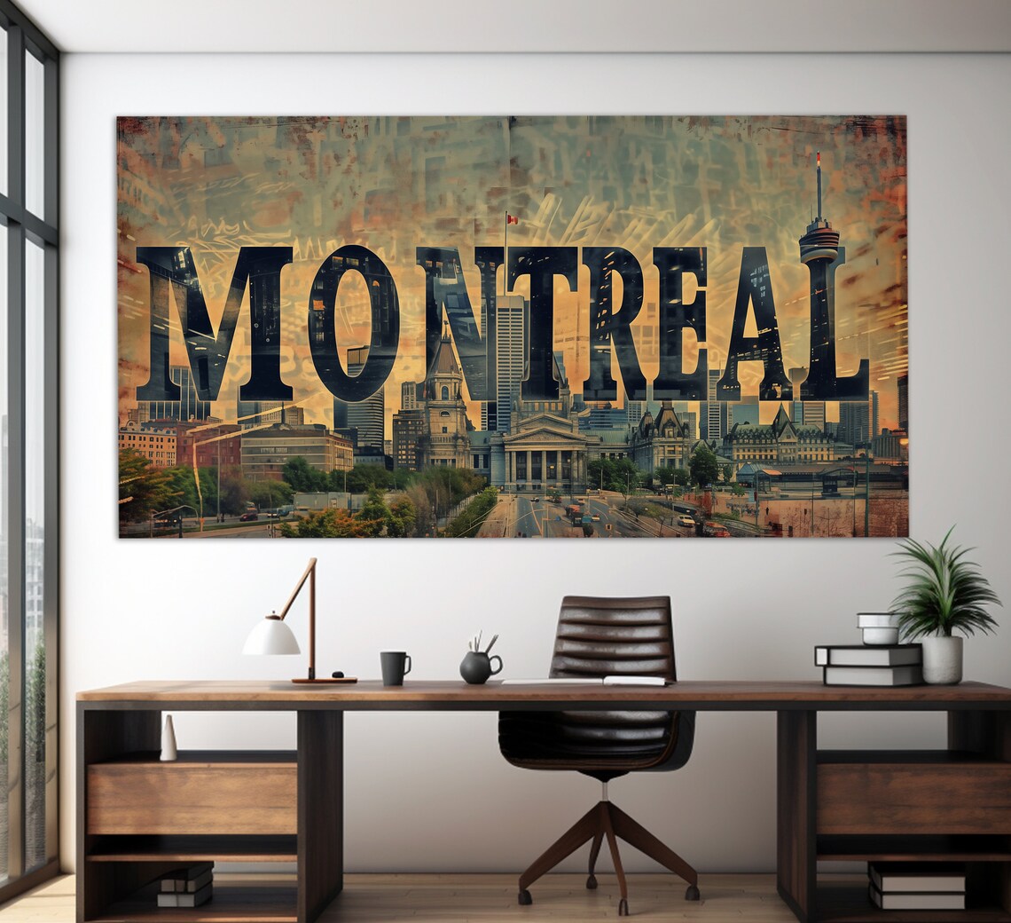 Montreal Canada Skyline Photo Typography Bold City Name Art Poster