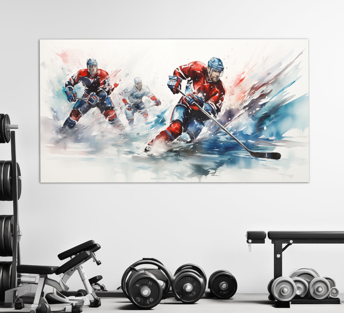 Abstract Ice Hockey Print In An Oil Painting Style Ice Hockey Wall Art Ice Hockey Painting Ice Hockey Poster Ice Hockey Fan Gift - Image 4