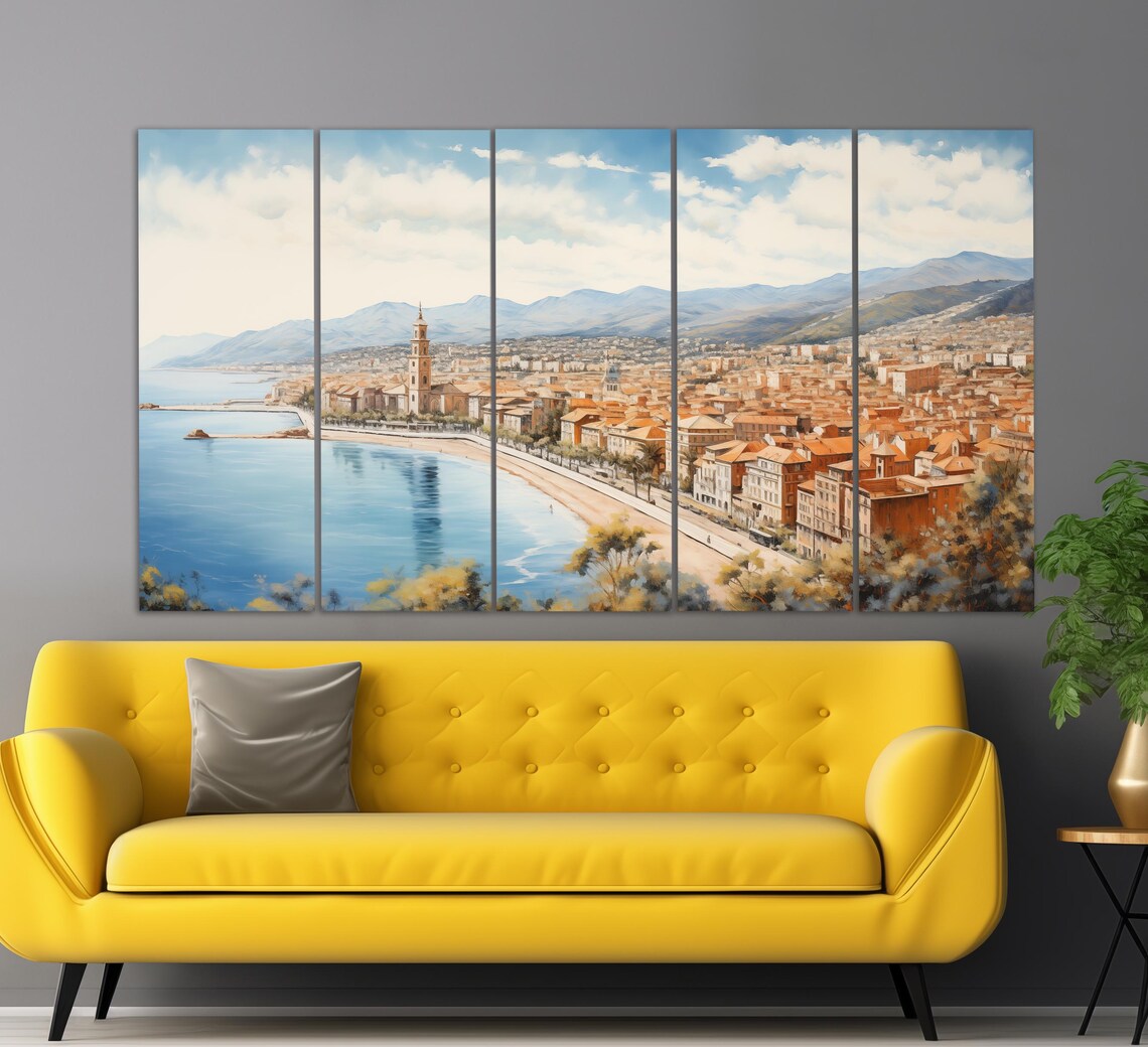 Menton France Riviera Coast Town Beach Mountains Vintage Poster - Image 3