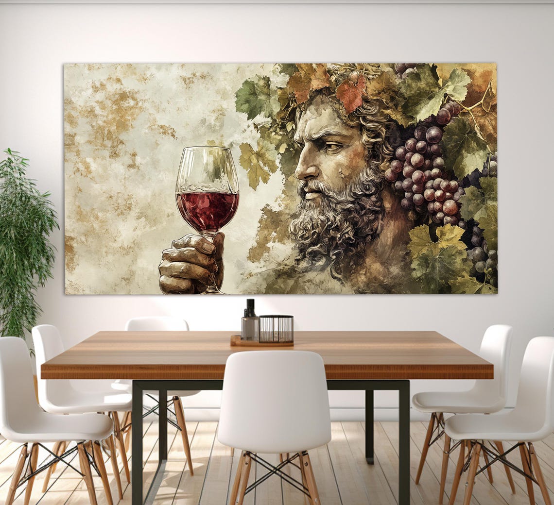Ancient Dionysus God of Wine Vineyard Grape Crown Art Poster