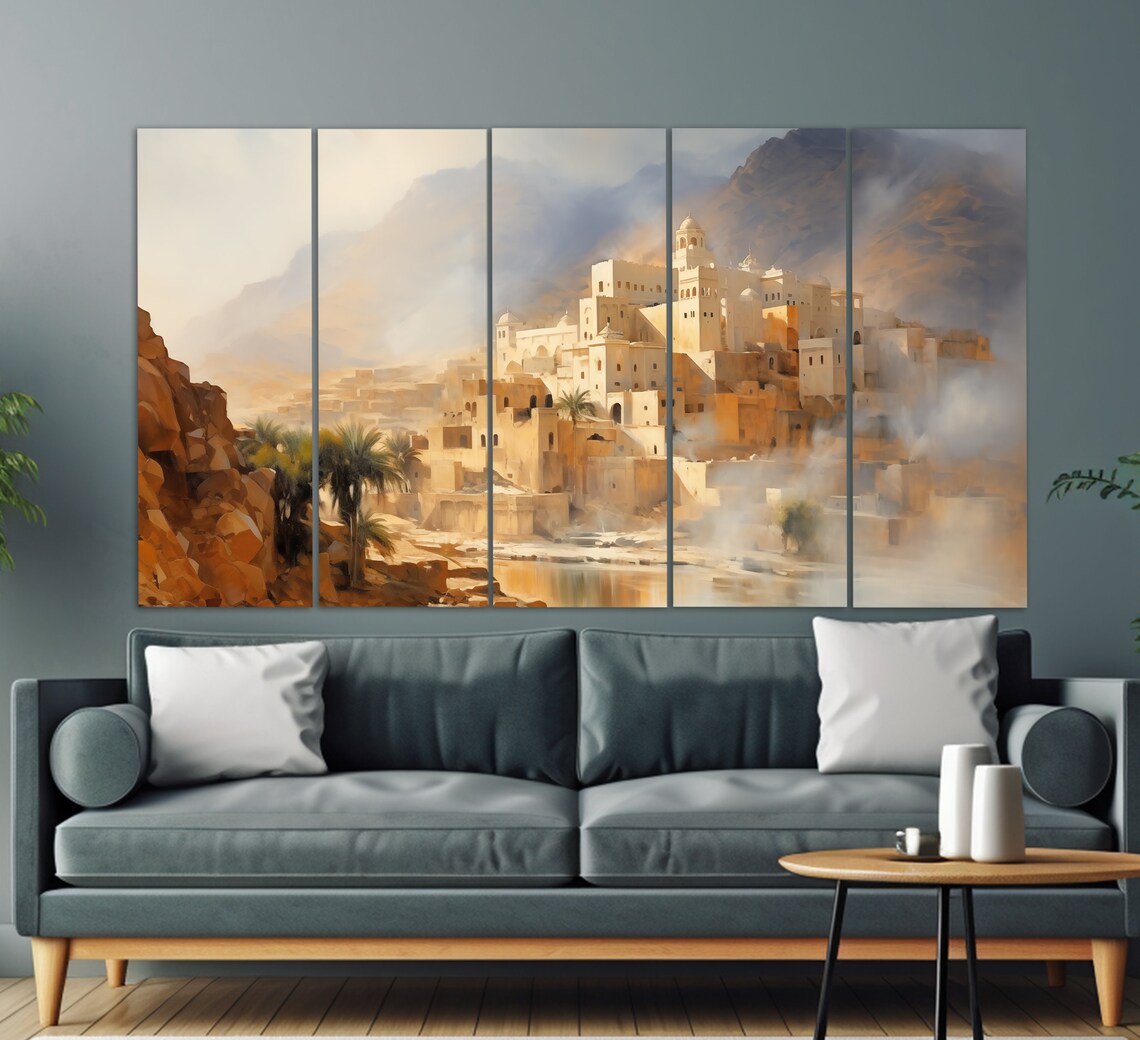 Vintage Algeria Abstract Oil Painting Art Print - Image 2