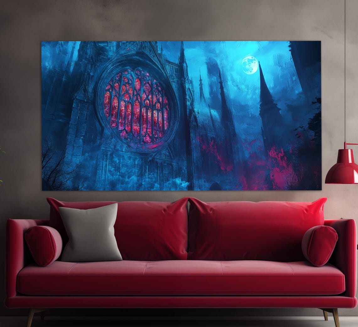 Gothic Cathedral Print Gothic Wall Art Gothic Castle Painting Gothic Wall Decor Gothic Cathedral Wall Art - Image 4