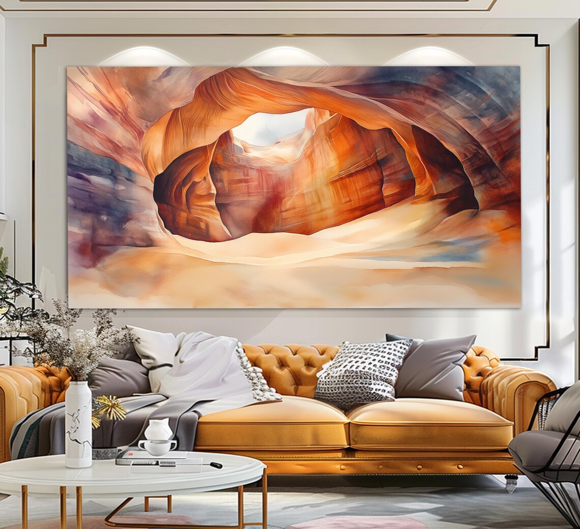 Antelope Canyon Arizona Watercolor Style Slot Canyon Light Beams Poster - Image 5