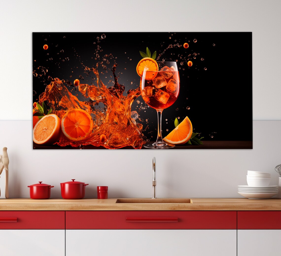 Aperol Spritz Abstract Cocktail Bar Art Print
