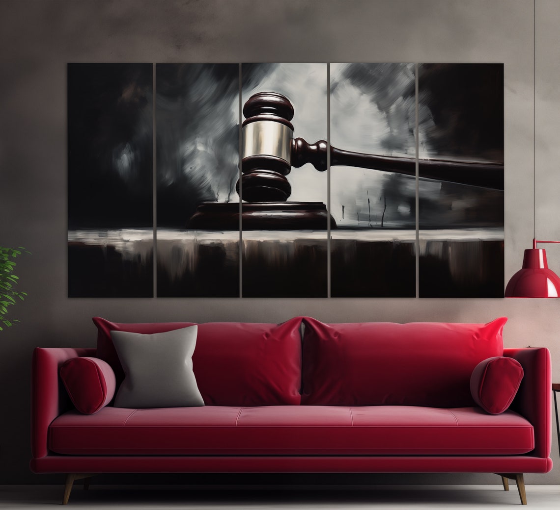 Justice Wall Art Judge Hammer Print In A Vintage Oil Painting Style Lawyer Gift Law Painting Law Office Decor Law Art - Image 4
