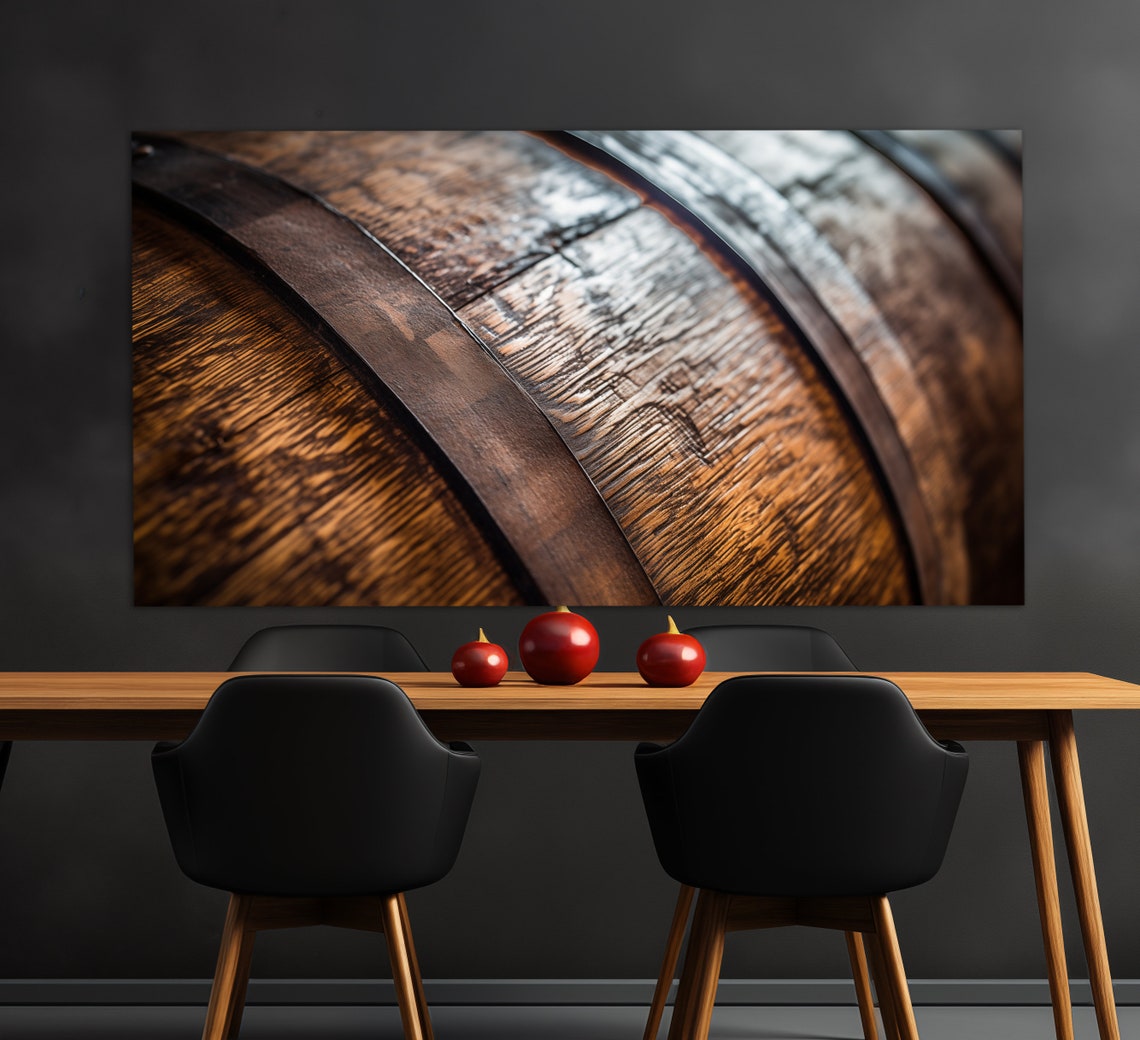 Wooden Wine Barrel Close Up Rustic Oak Texture Photography Print - Image 4