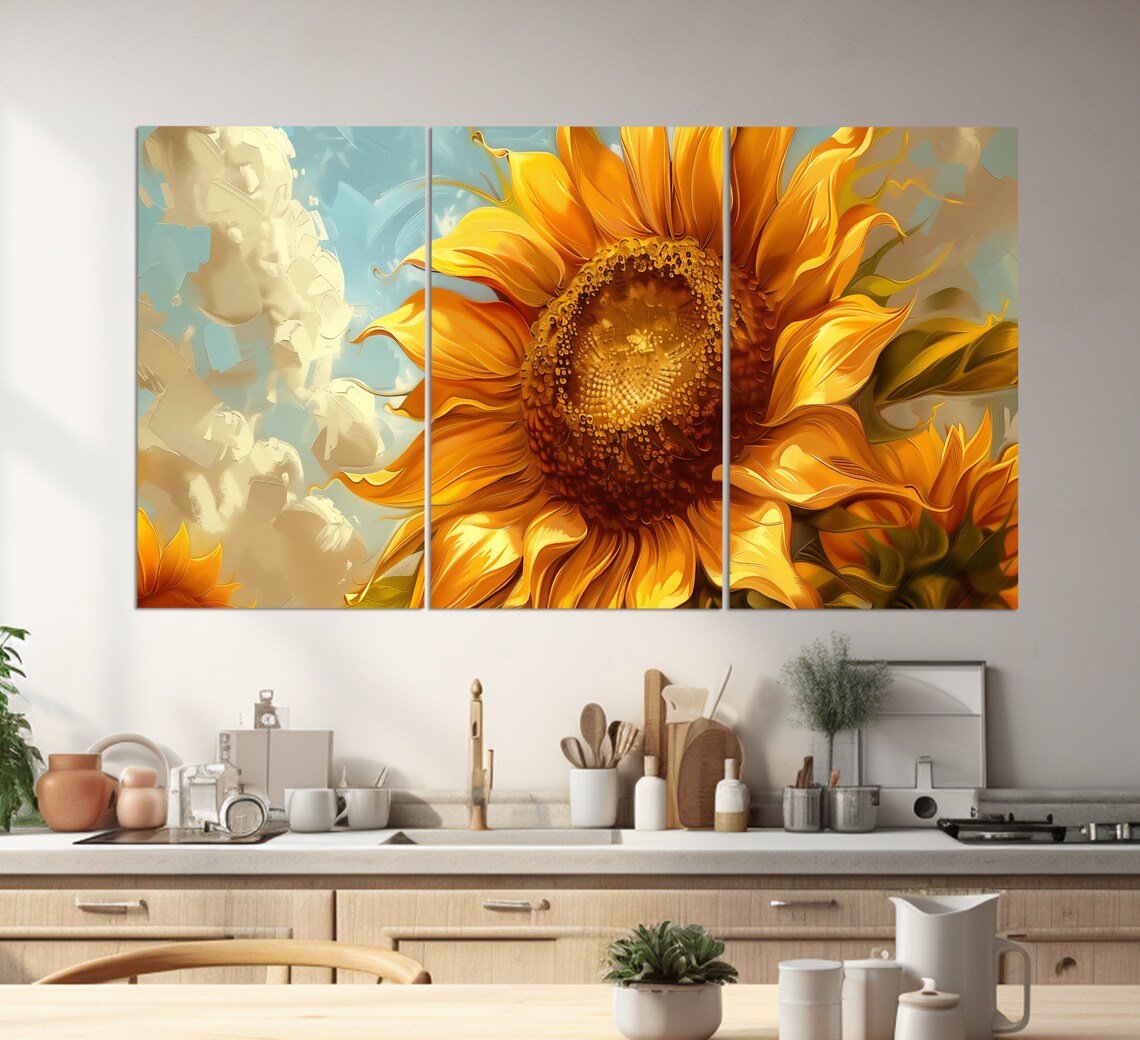 Sunflower Print In A Vintage Oil Painting Style Sunflowers Wall Art Abstract Sunflower Painting Romantic Gift Floral Art - Image 5