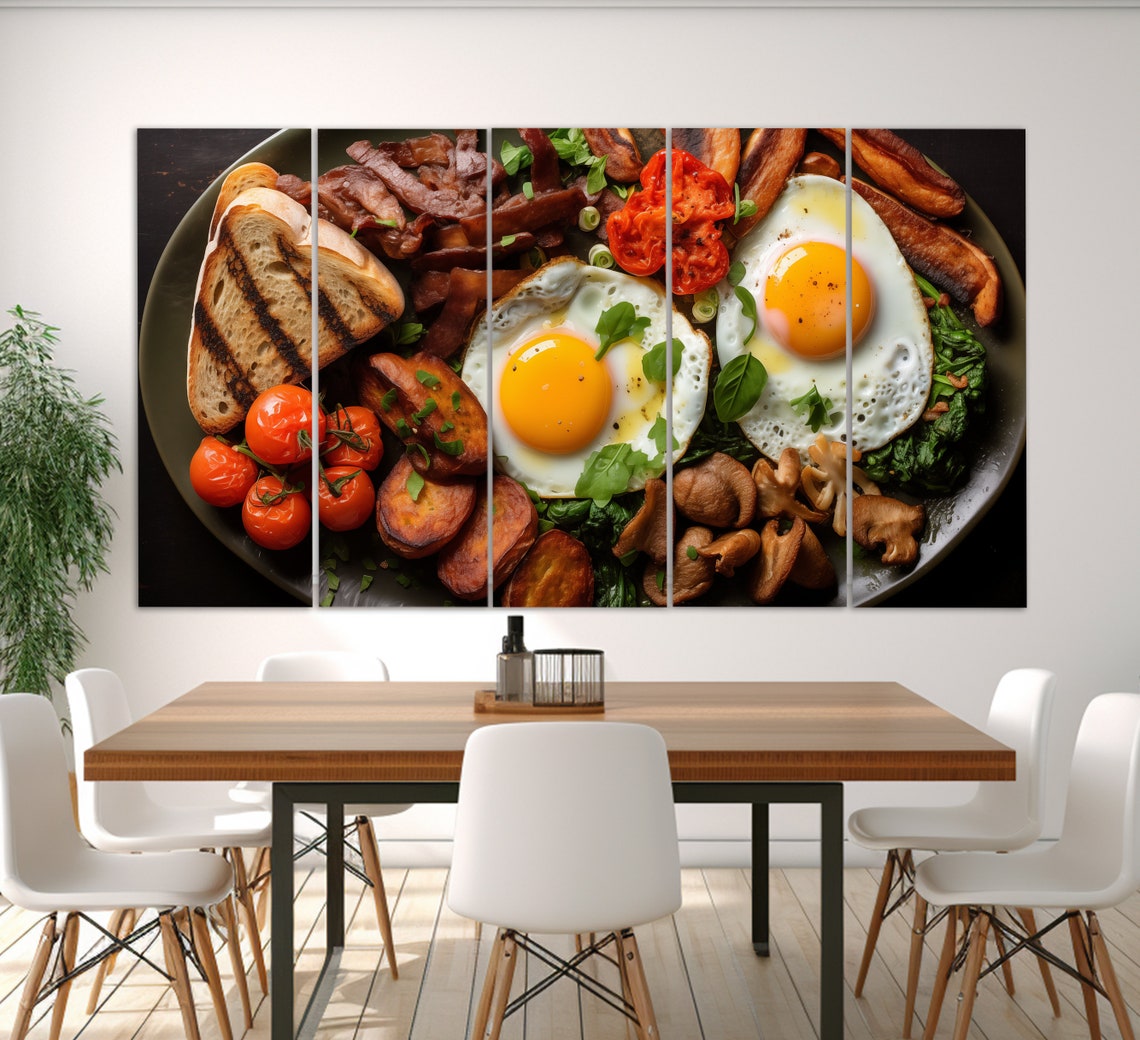 Hearty Full English Breakfast Platter Eggs Bacon Toast Food Art Poster - Image 2