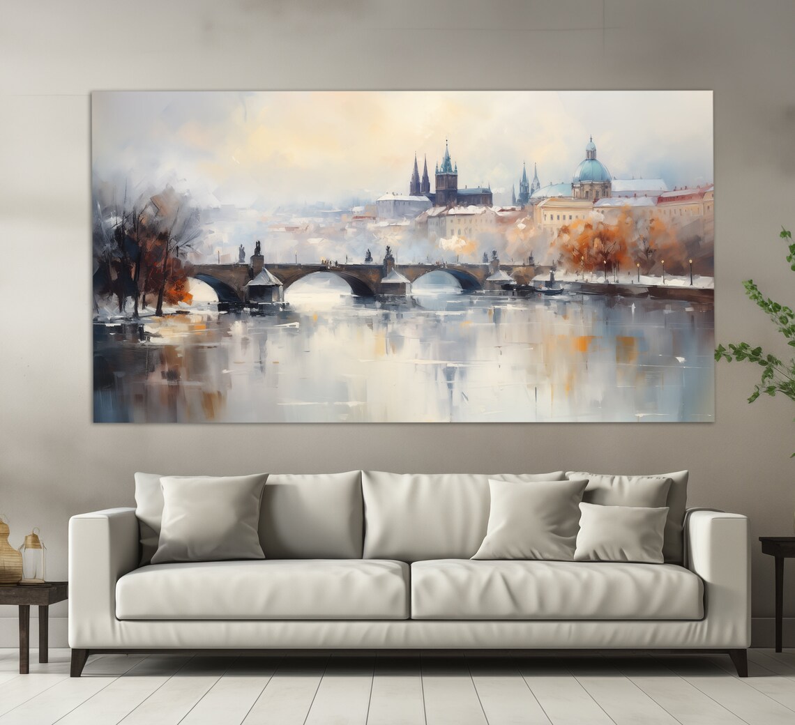 Prague Vintage Oil-Painting-Style Czech Republic Art Print