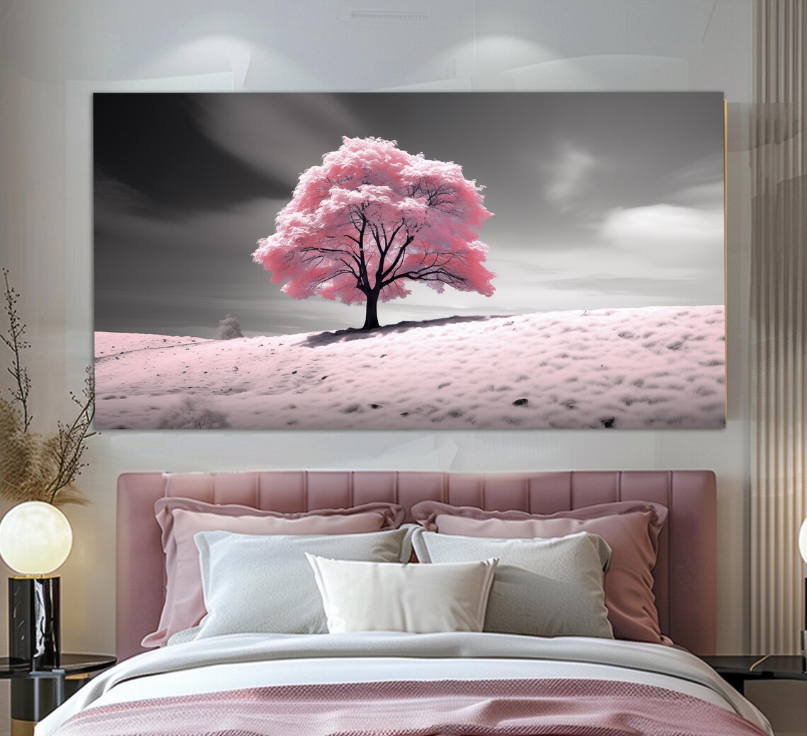 Abstract Pink Tree Print Abstract Nature Wall Art Pink Wall Decor Pink Tree Painting Soft Pink Art