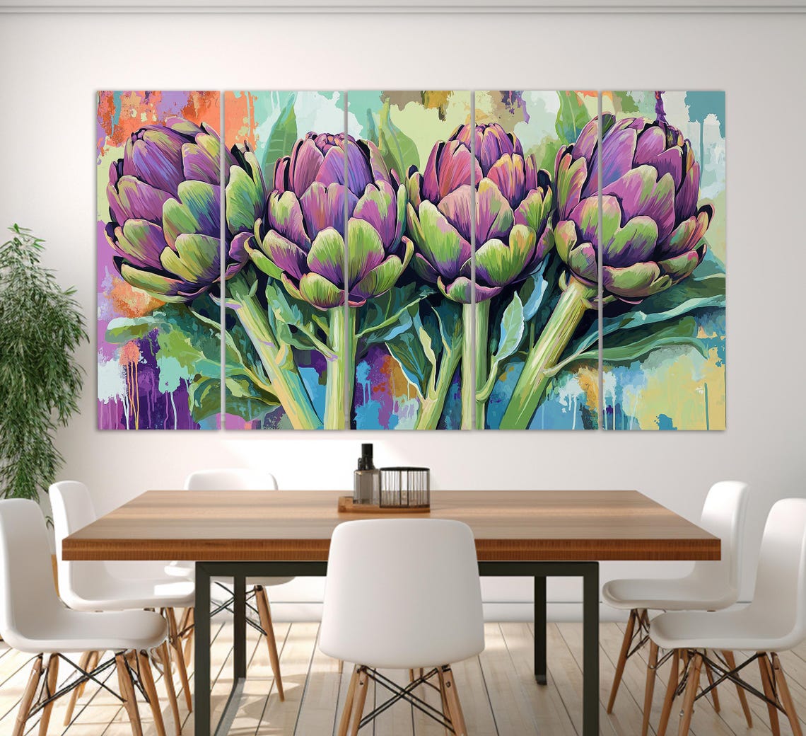 Purple Artichokes Pop Art Colorful Modern Kitchen Art Poster - Image 2