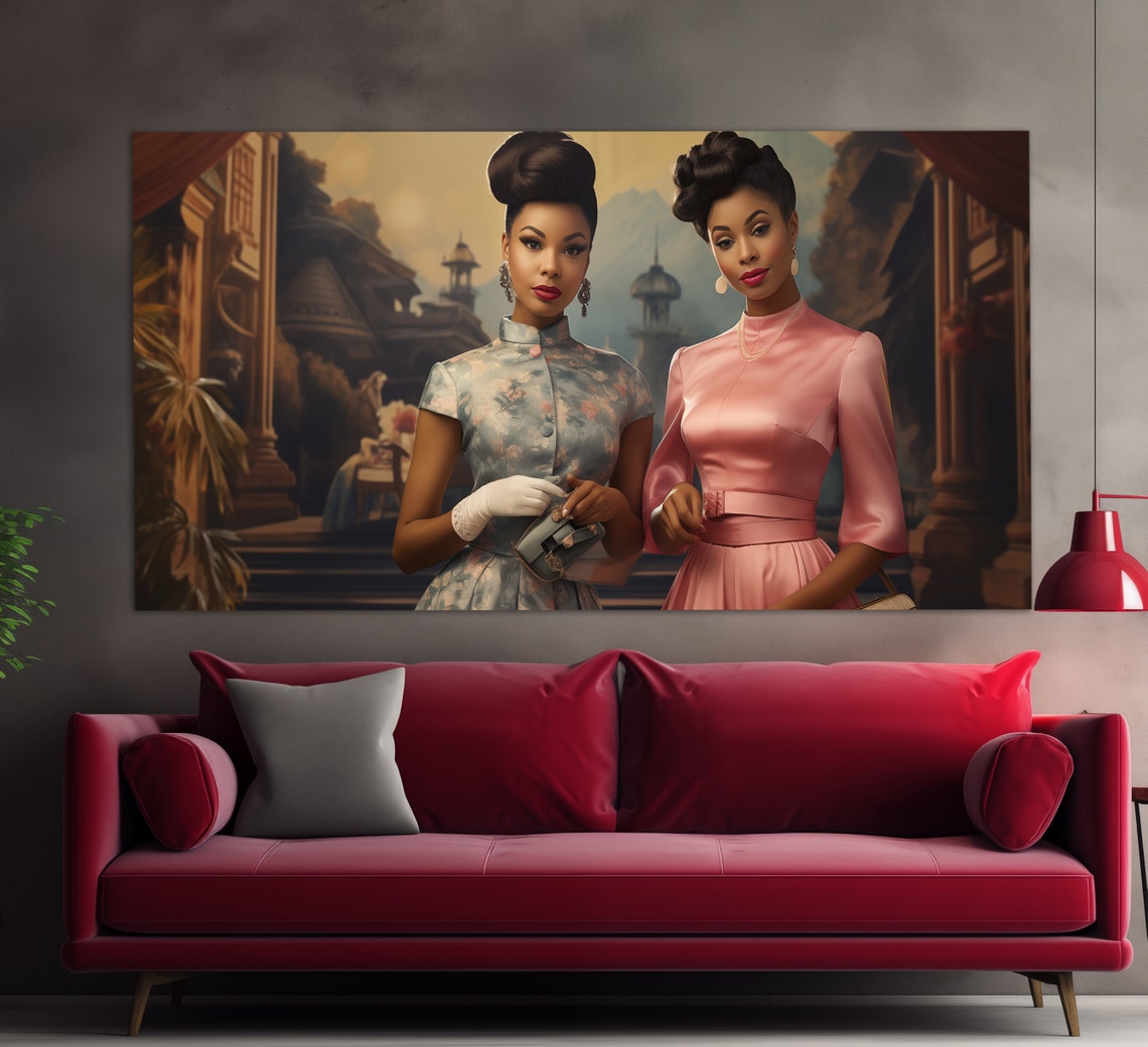 African Ladies Print In A Vintage Oil Painting Style African Wall Art Ethnic Painting African Wall Decor Stunning Women Print