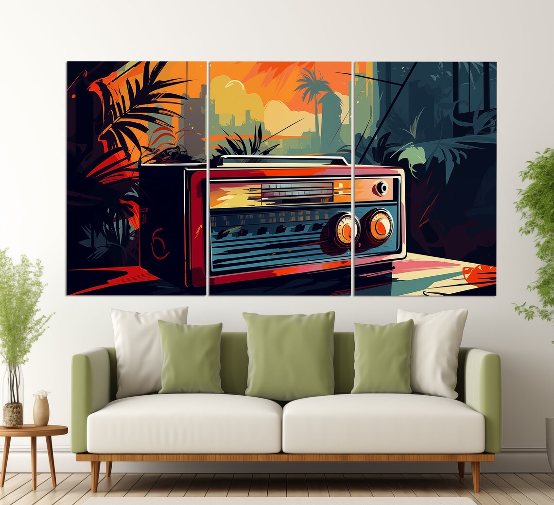 Retro Radio Print Vintage Radio Wall Art Radio Painting Pop Art Wall Decor Pop Art Radio Art Retro Wall Decor - Image 4