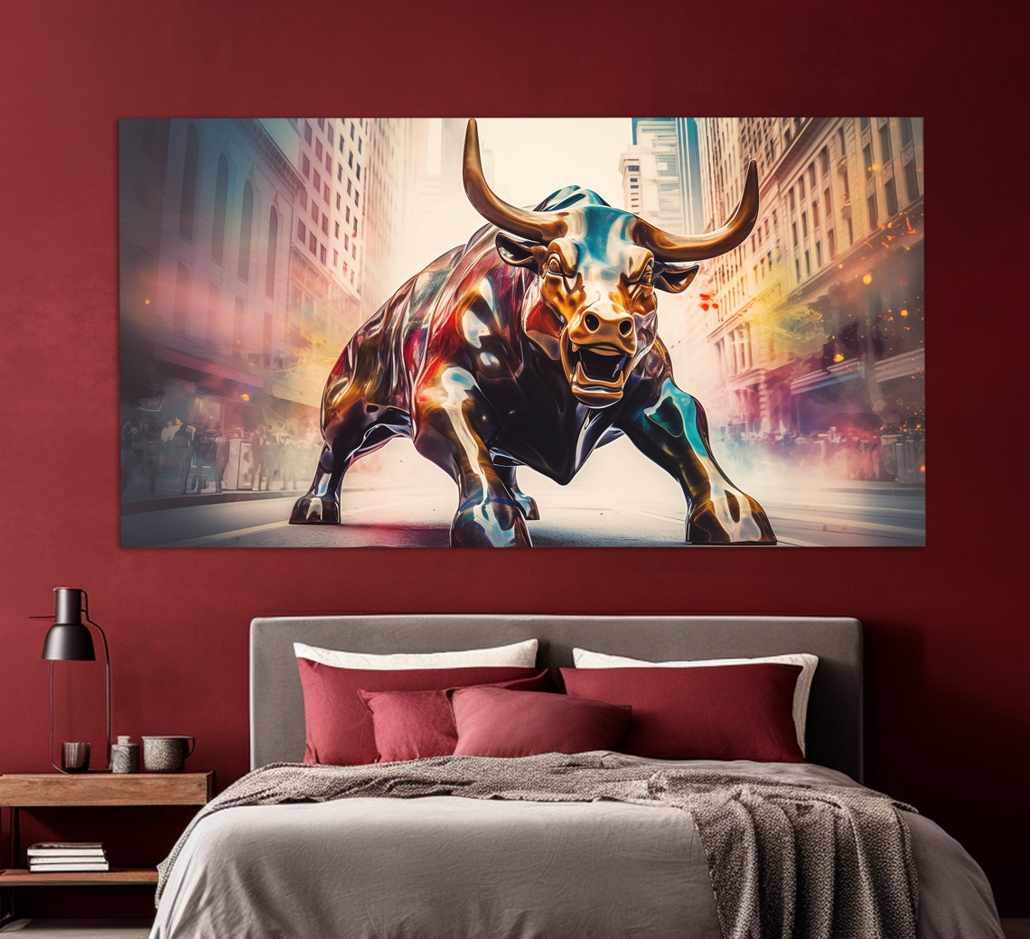 Charging Bull Abstract Wall Street New York Trading Office Art Poster - Image 2