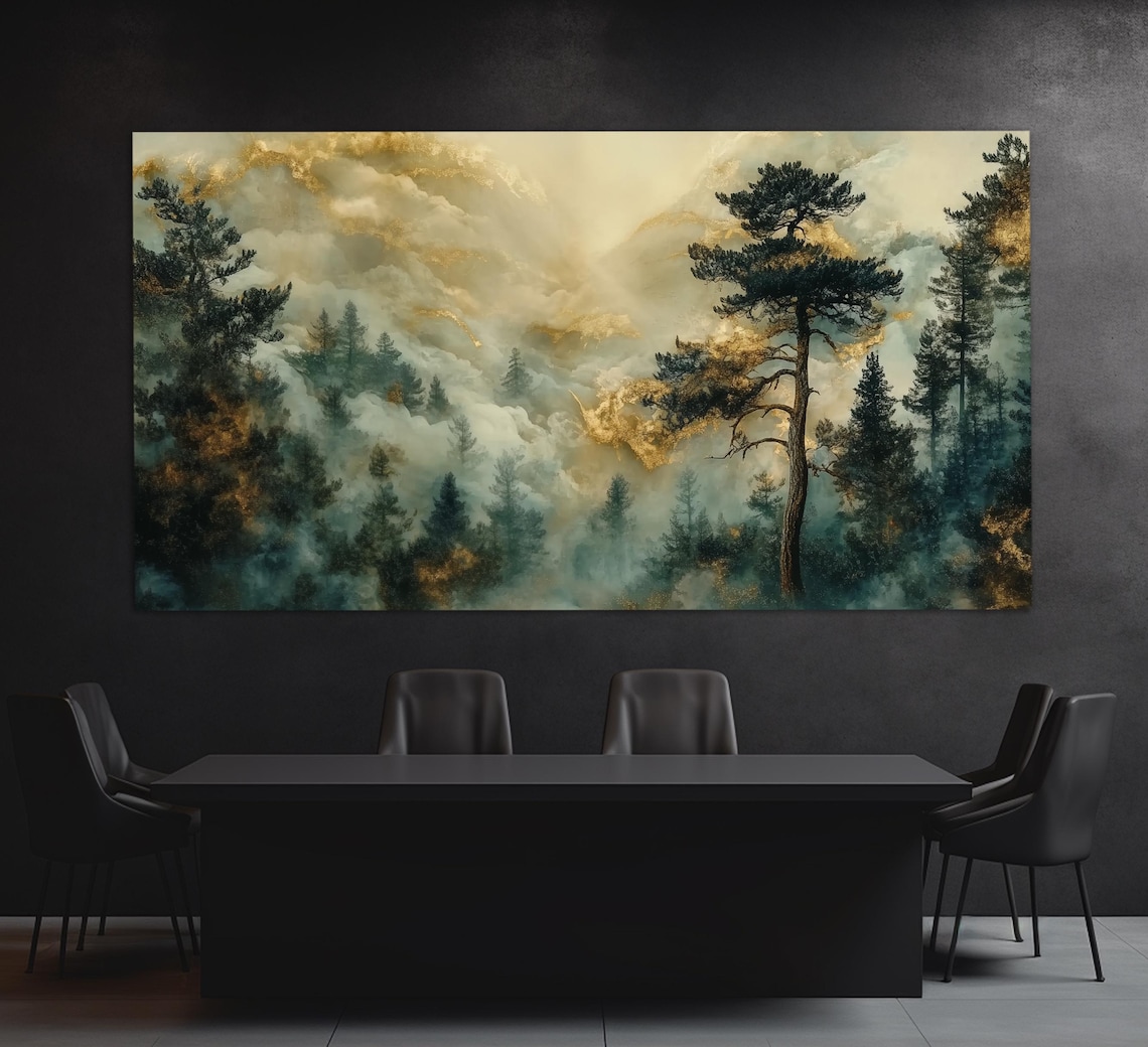 Misty Mountain Forest Art Print, Nature Wall Decor - Image 4