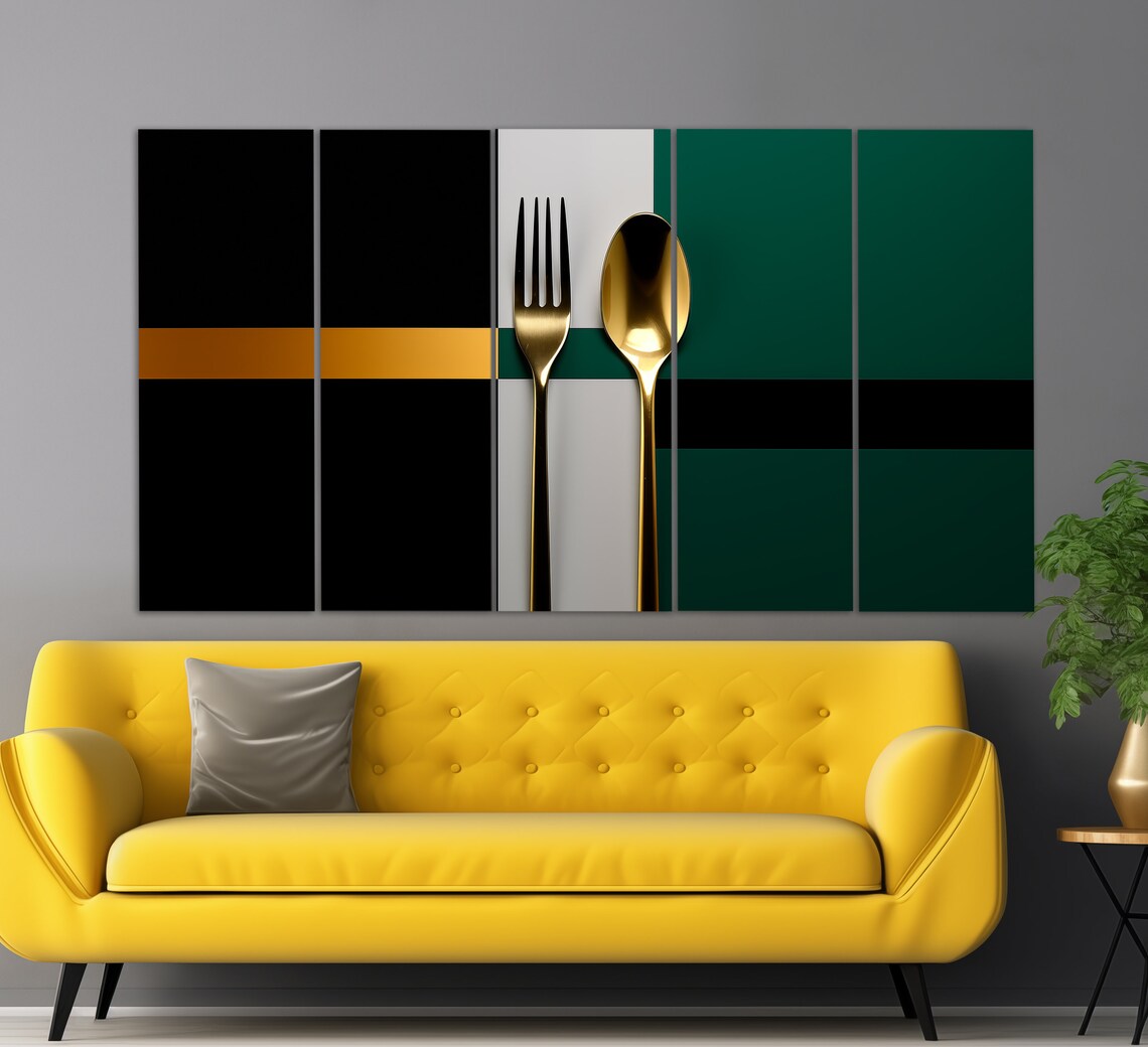 Abstract Fork And Spoon Kitchen Wall Art - Image 2
